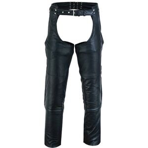 Leather King Motorcycle Chaps Pants Biker Cowboy Riding Racing Black SZ XL